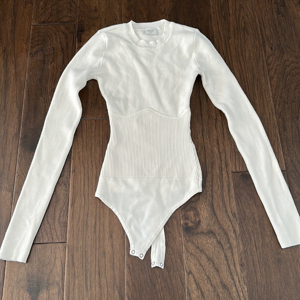 A&F Long-Sleeve Crew Corset Sweater Bodysuit sz XS